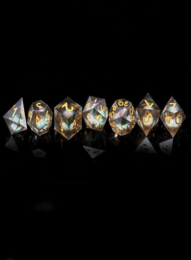 FugaCity DND Dice Set,Liquid Core Handmade Sharp Edge 7 Piece Resin Dice-Dungeons and Dragons Polyhedral Dice Set, D&D Dice Set with Gift Dice Case for RPG MTG Table Games （ - Image 5